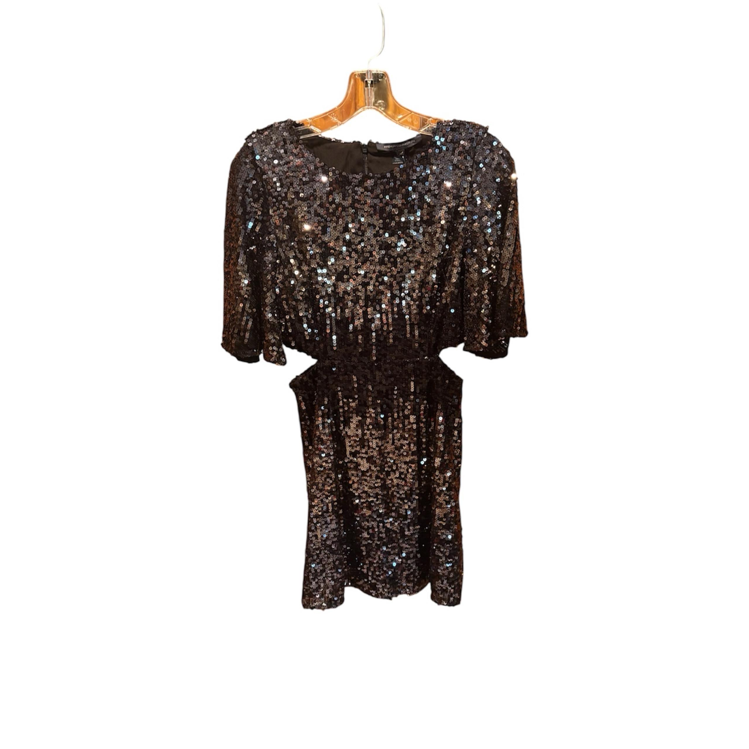 French Connection Estari Sequin Cut-Out Dress in Ombré Silver Size 2 NWT