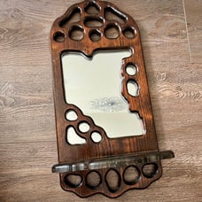 Vintage Wooden candle holder with a mirror 11/22 inches