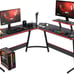 L Shaped Desk Corner Gaming Desk Computer Desk with Large DesktopWall-Mounted Ba