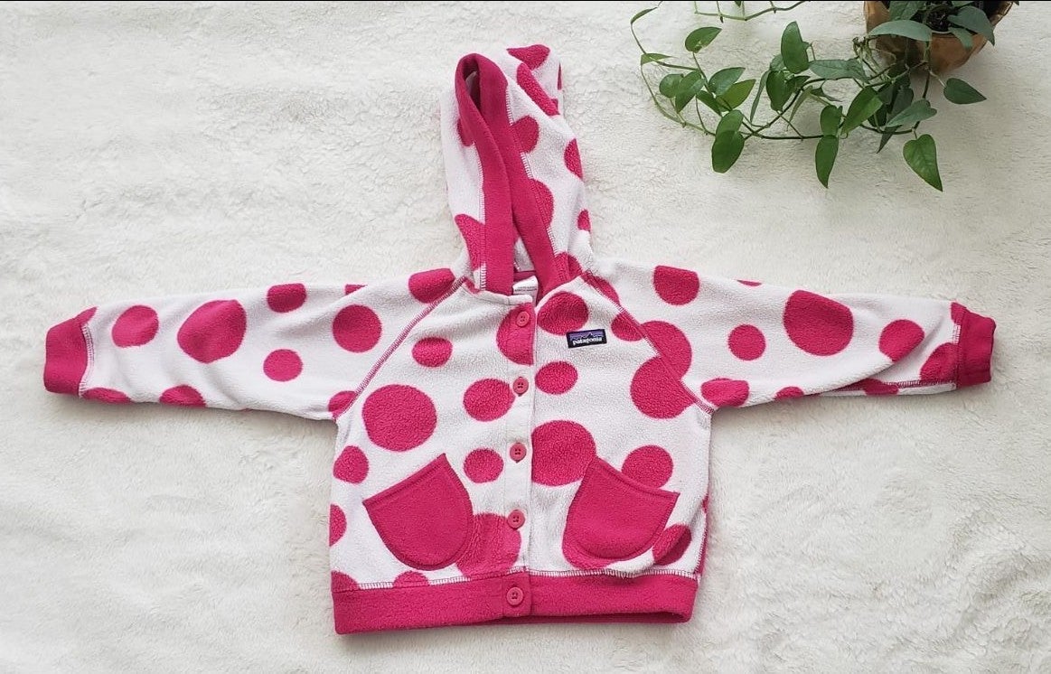 Patagonia elf hood polka dot fleece 3t !