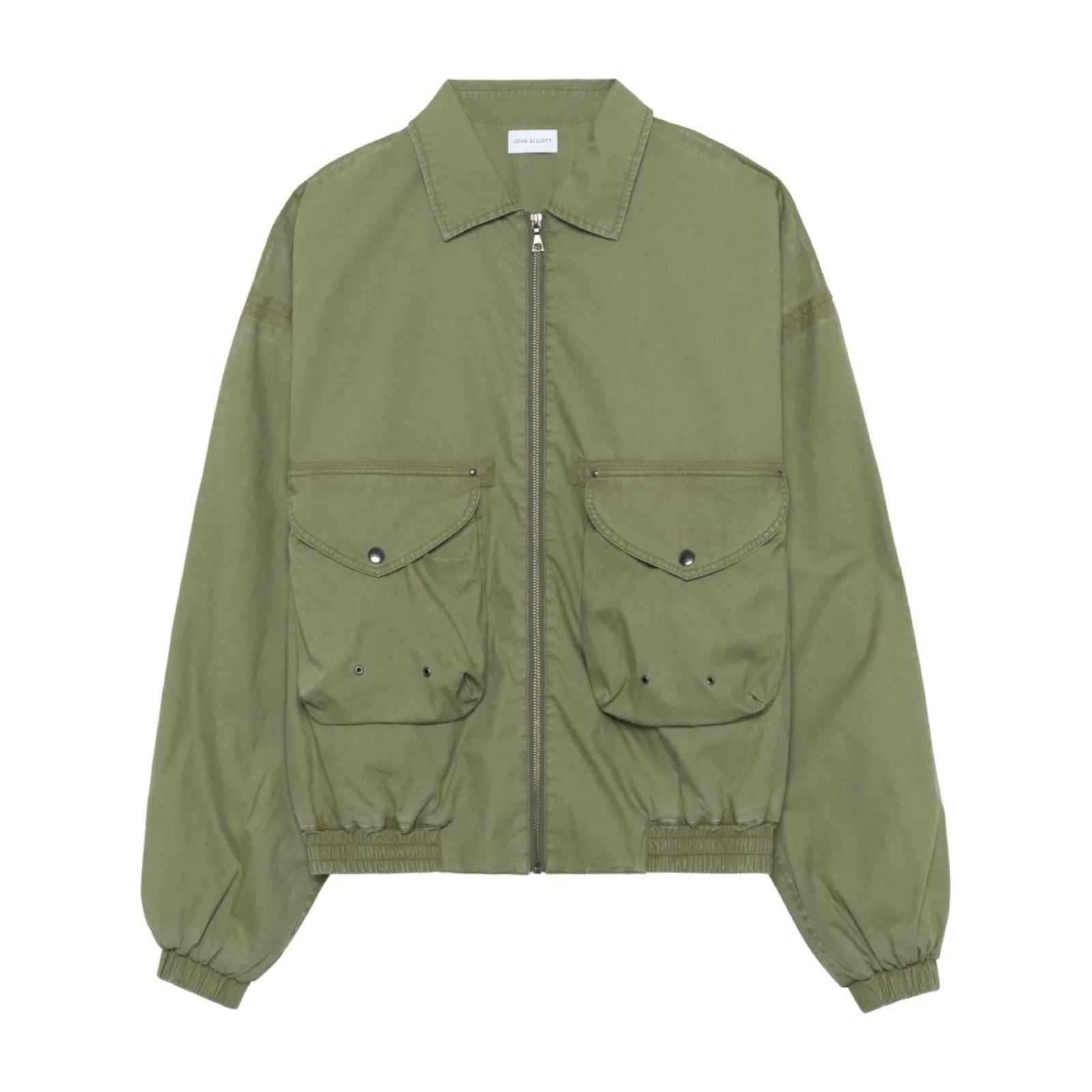 john elliott - men’s deck cotton lightweight jacket spread collar zip cargo