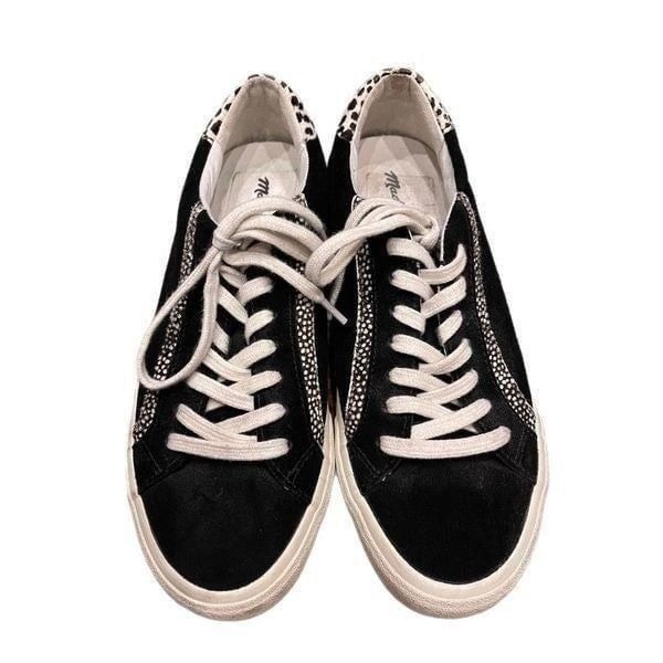 Madewell Sidewalk Low-Top Sneakers in Suede and Spotted Calf hair.