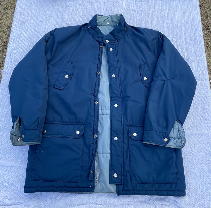 Vintage Reversible Blue Down Puffer Jacket Coat XXL
