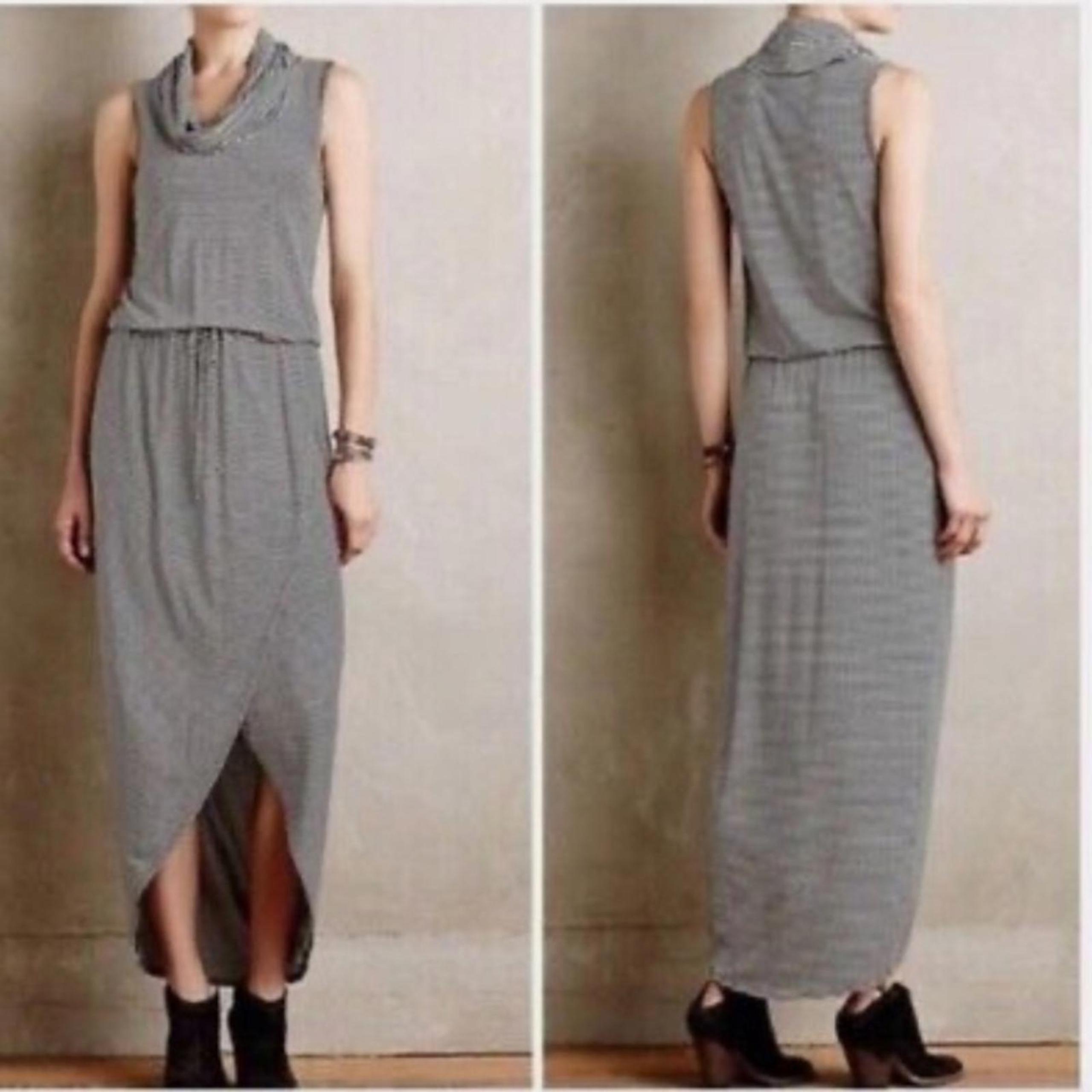 Anthropologie Dolan Striped Cowl Neck Maxi Dress in black & white size XS