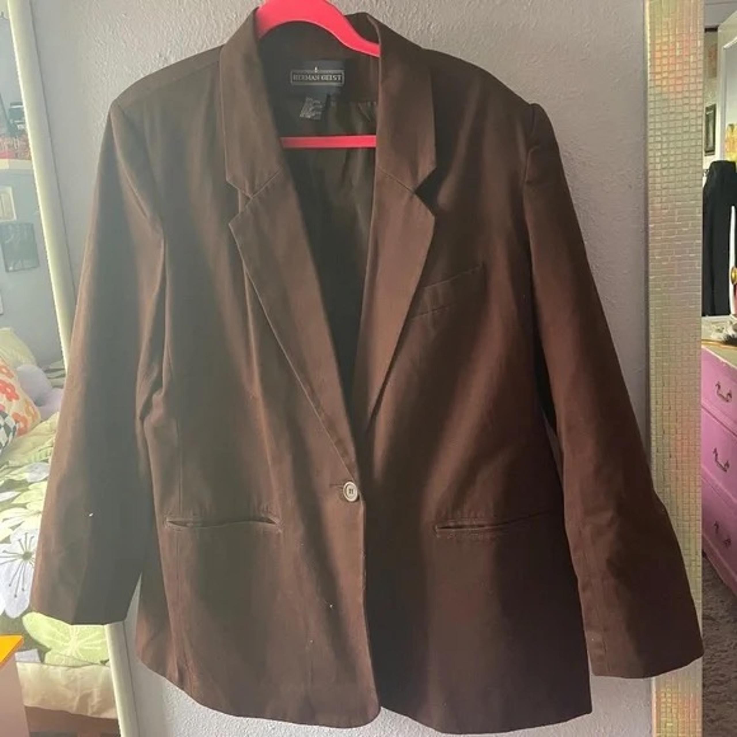 VINTAGE Brown Herman Geist One Button Blazer, Size 16