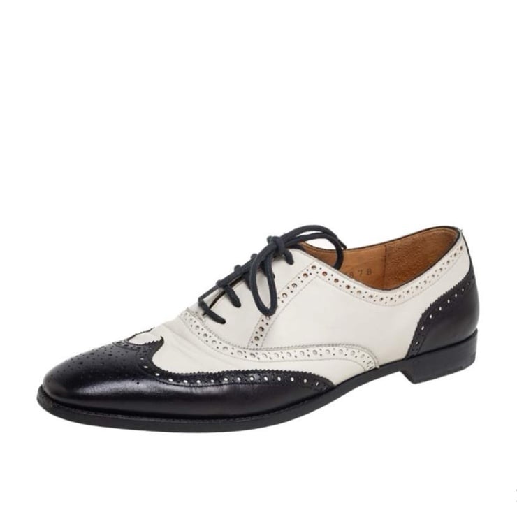 Ralph Lauren Collection White/Black Brogue Leather Oxfords 11