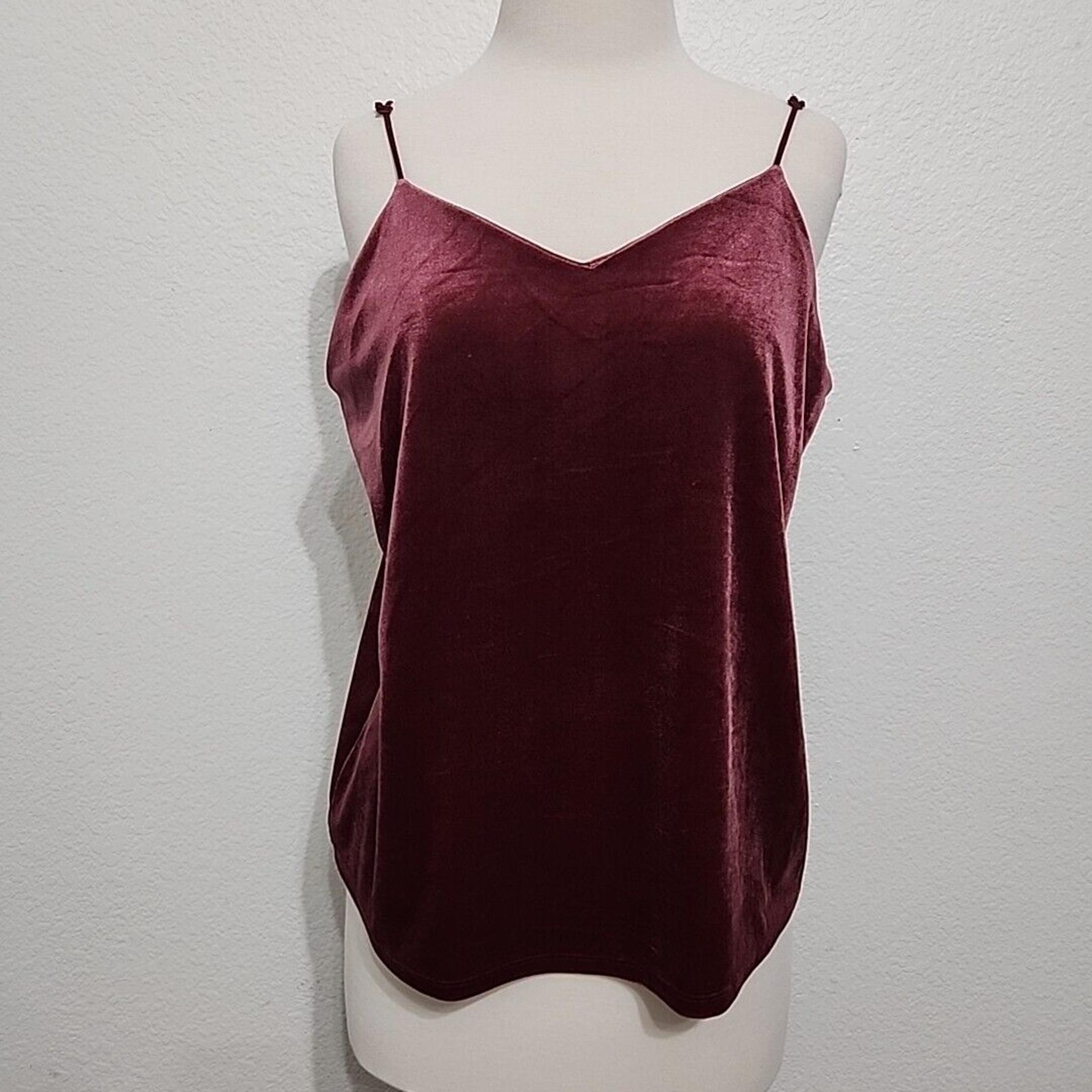 A New Day M Velvet Tank Top Camisole Burgundy V-neck Whimsigoth Festival Simple