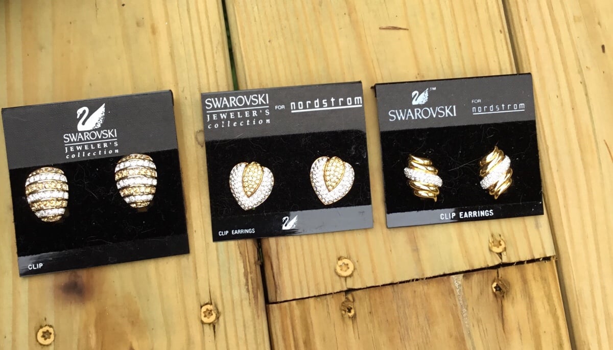 Three pairs of new Swarovski clip on earrings