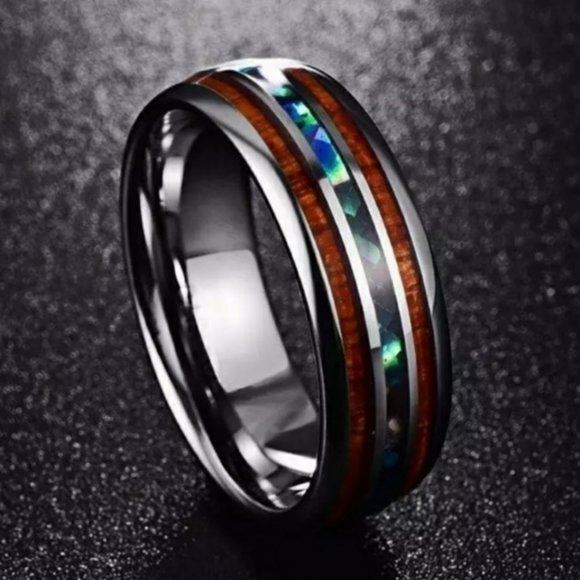 Unisex Tungsten Hawaiian KOA Wood Ring