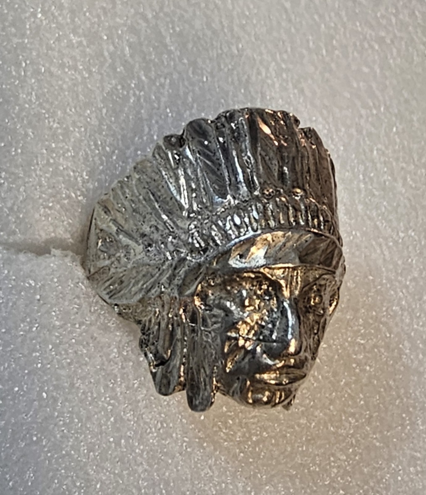 Men's Native American Indian Head Ring Size in Sterling Silver Signed Sz-9-10