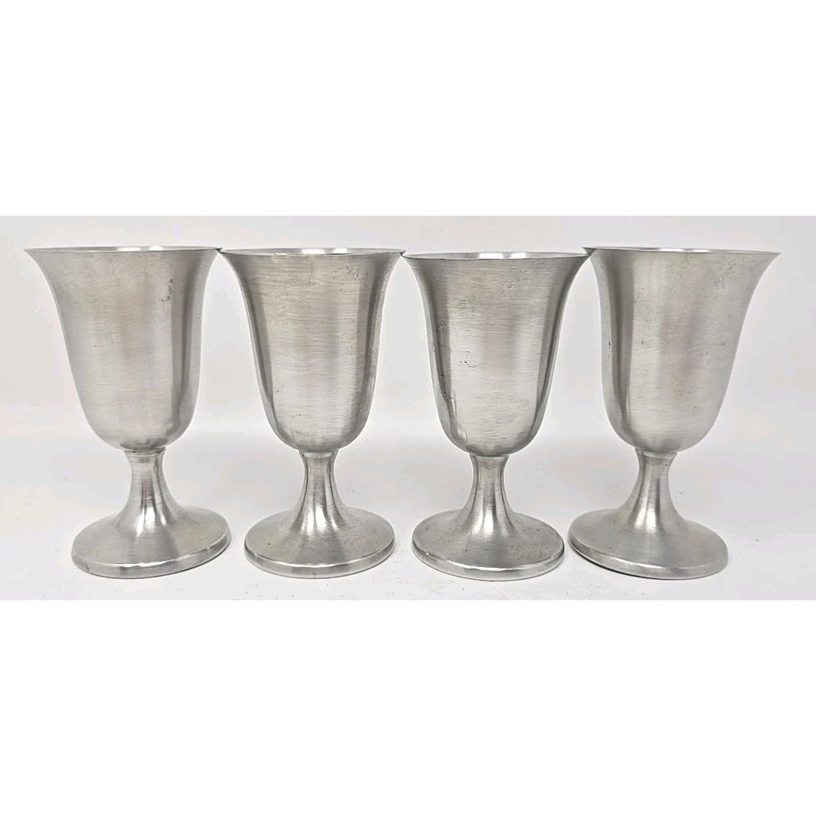 Vintage Jostens Pewter Cordial / Shot Glasses Footed Design Lot Of 4 U307