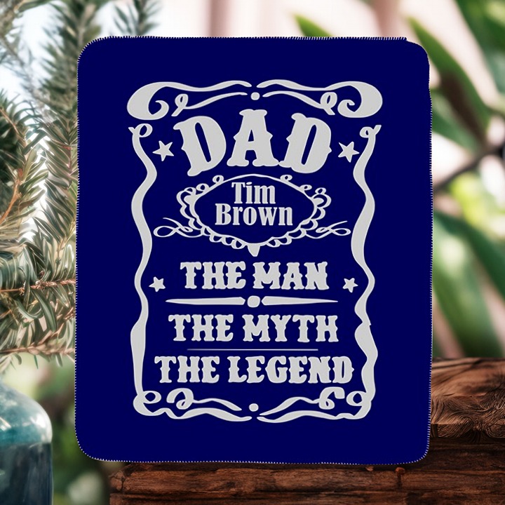 Personalized Dad Myth Man Sherpa Blanket. (Big Blanket Size: 50x60)
