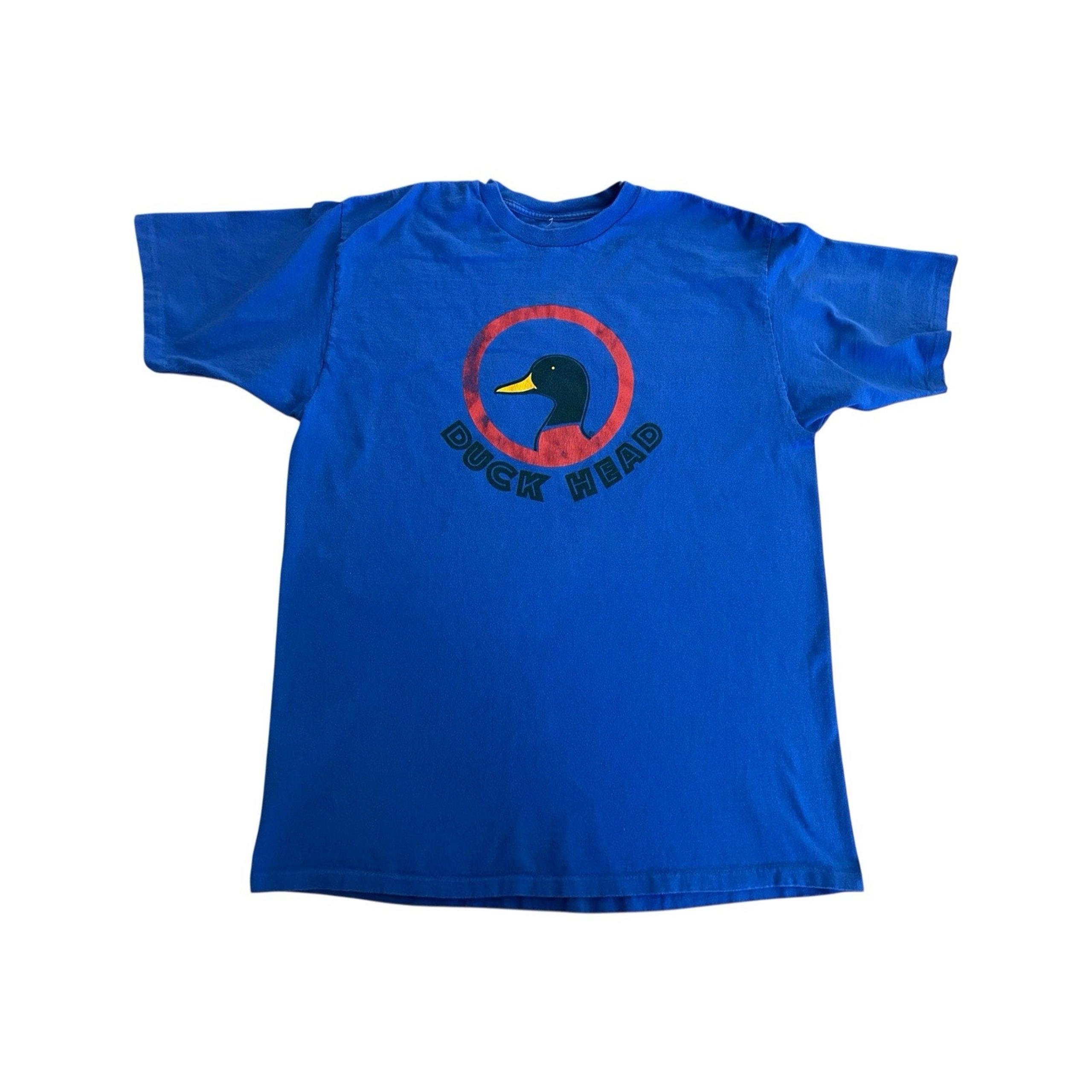 Vtg 90s Duck Head Duck Tail Double Sided XL Blue