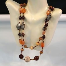 Gemstone Necklace Assorted Multi Color Beads One Of A Kind Artisan 26.5 in Long
