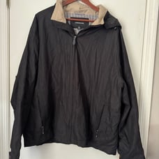 Womens London Fog Trench Raincoat Coat Jacket Water Resistant Hooded Black 2XL