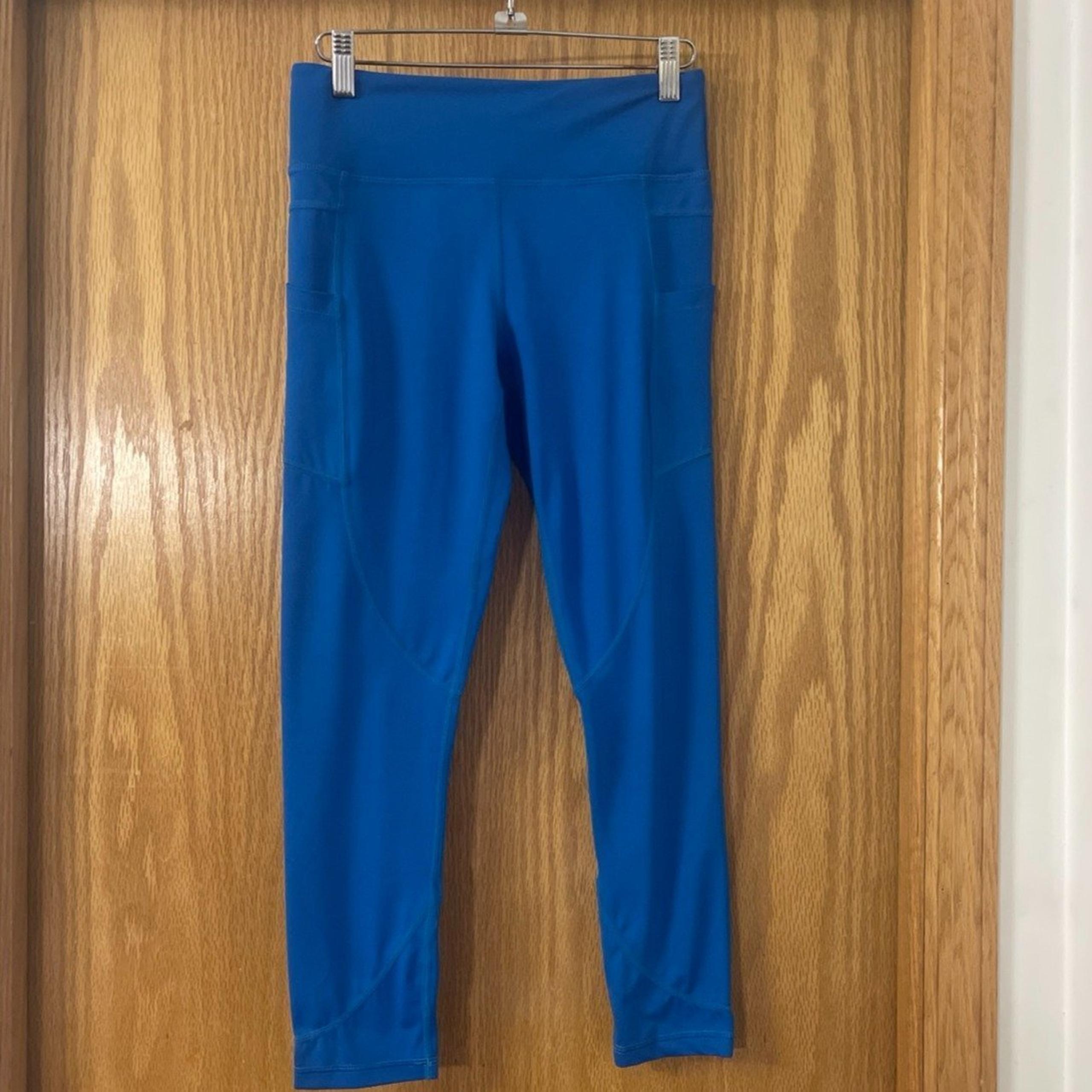ZYIA Active Women's Blue Light n Tight Hi-Rise Cropped Leggings Sz 6-8 pockets