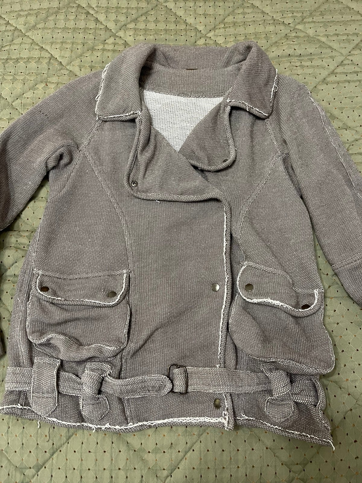 Free People cardigan jacket knit military slouchy oversized snap cozy moto boho
