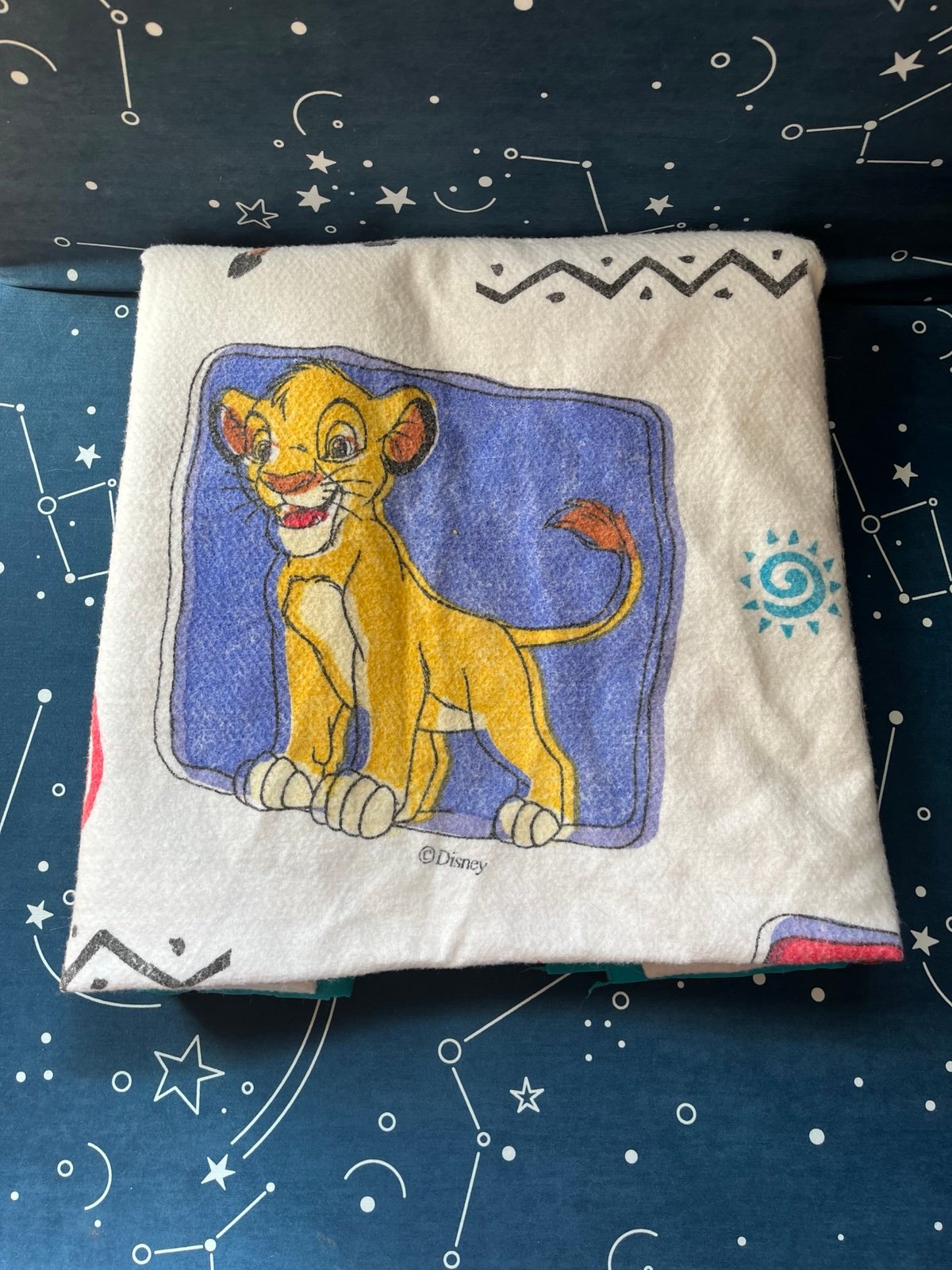 Vintage 90s Lion King Simba Blanket Walt Disney Twin Full 68 X 86