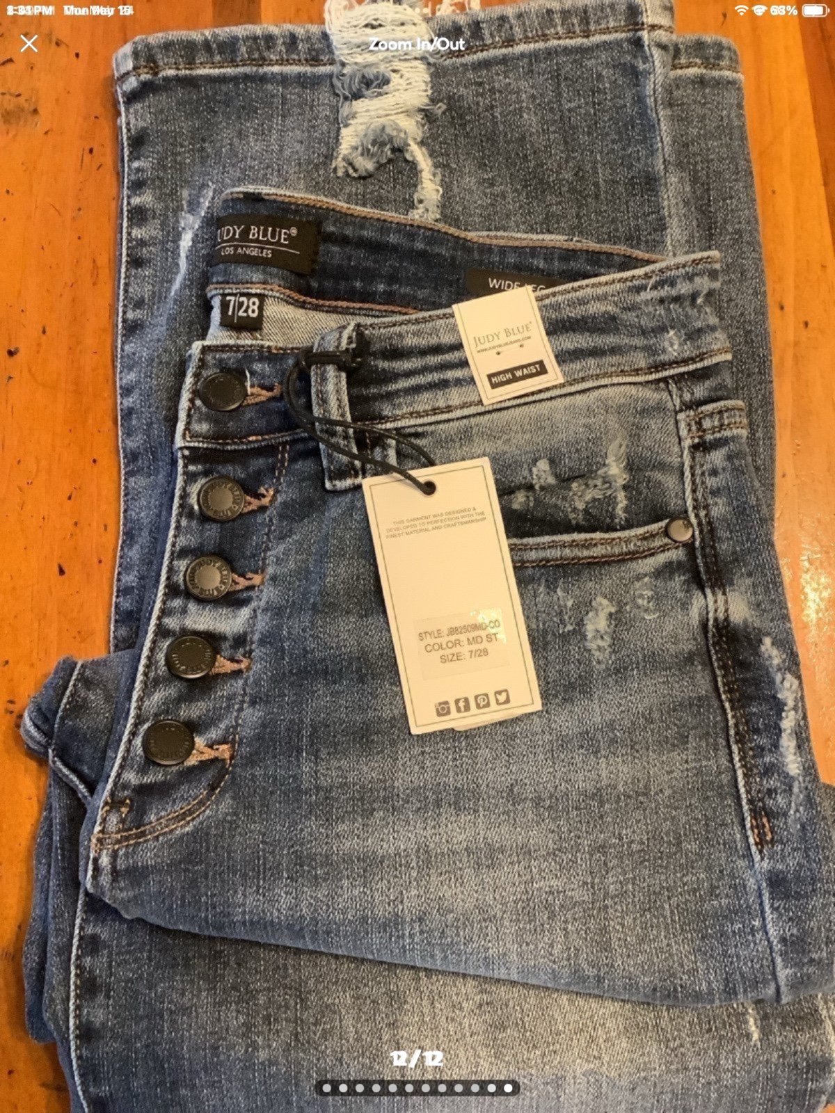 NWT Judy Blue Jeans Size 7/28 H/R Stretchy Cropped Wide Leg Buttonfly Boho