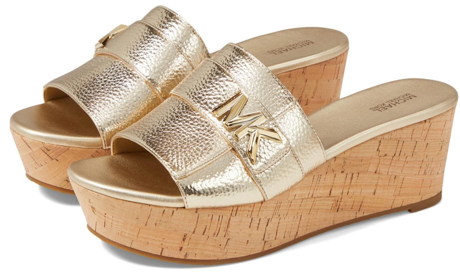 Michael Kors Women's Jilly Platform Slide Size 10 M Pale Gold Signature NEW NIB