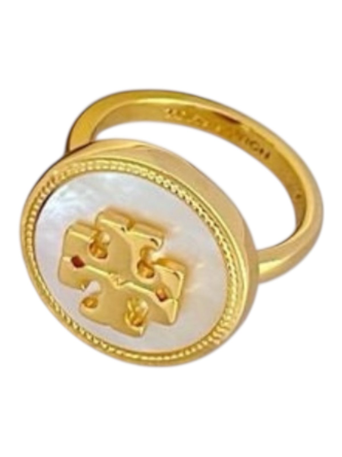 Tory Burch Enamel Circle Shell Ring Size 7