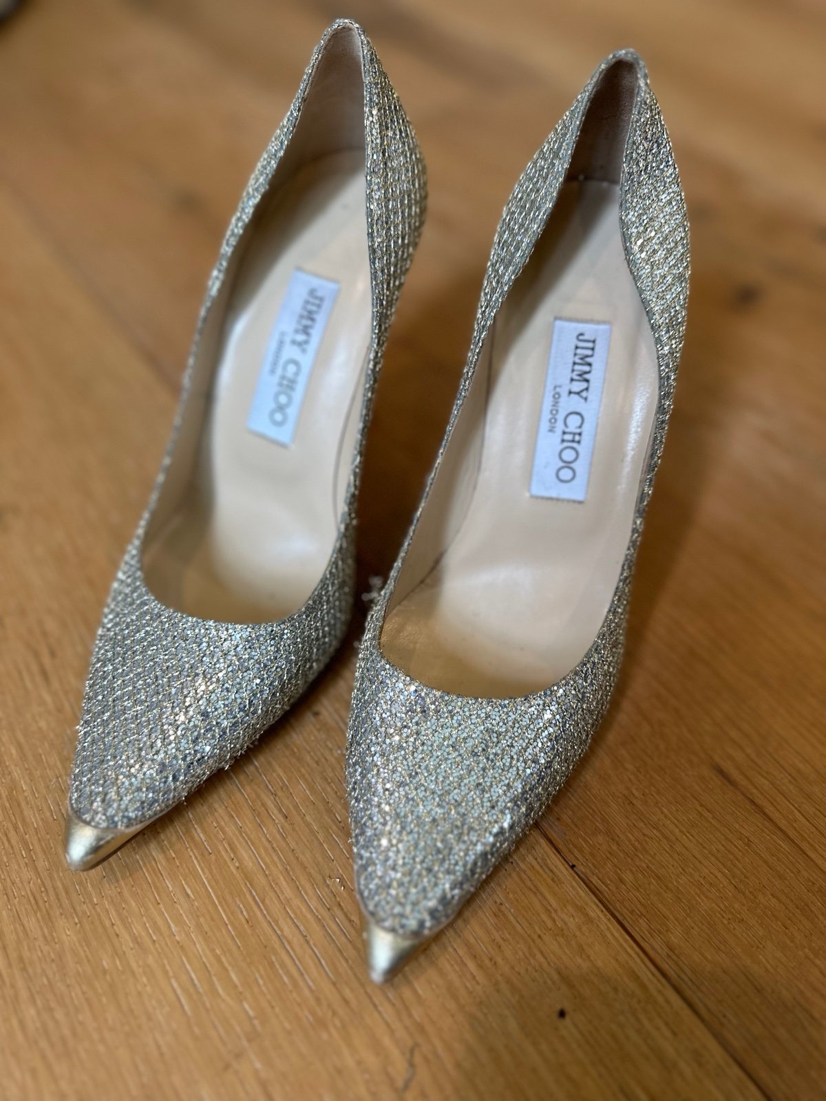 Jimmy Choo Gold overlay pumps