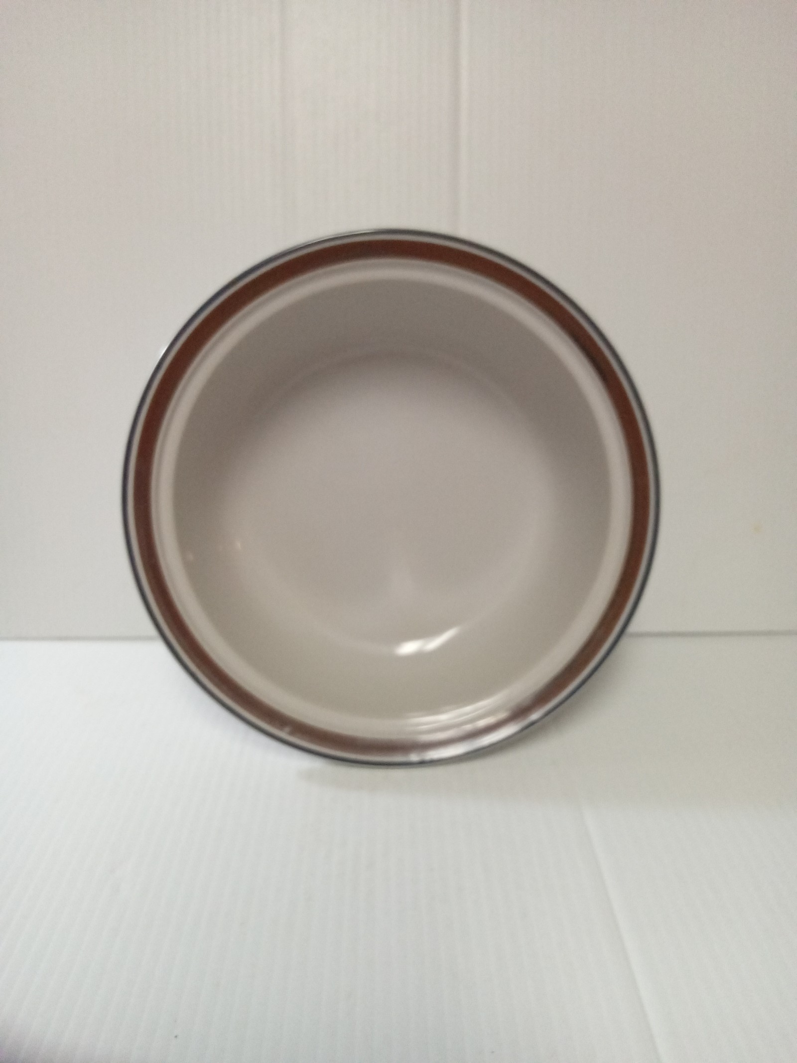 VTG Handcrafted Salem Stoneware Georgetown Blue Brown Bands Casserole Dish