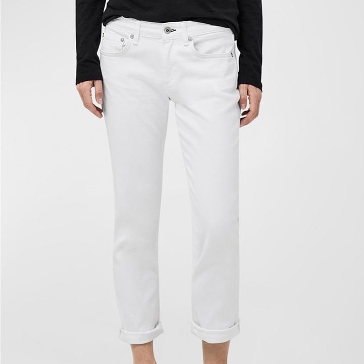 Rag & Bone Straight Leg Boyfriend Jean White Size 30