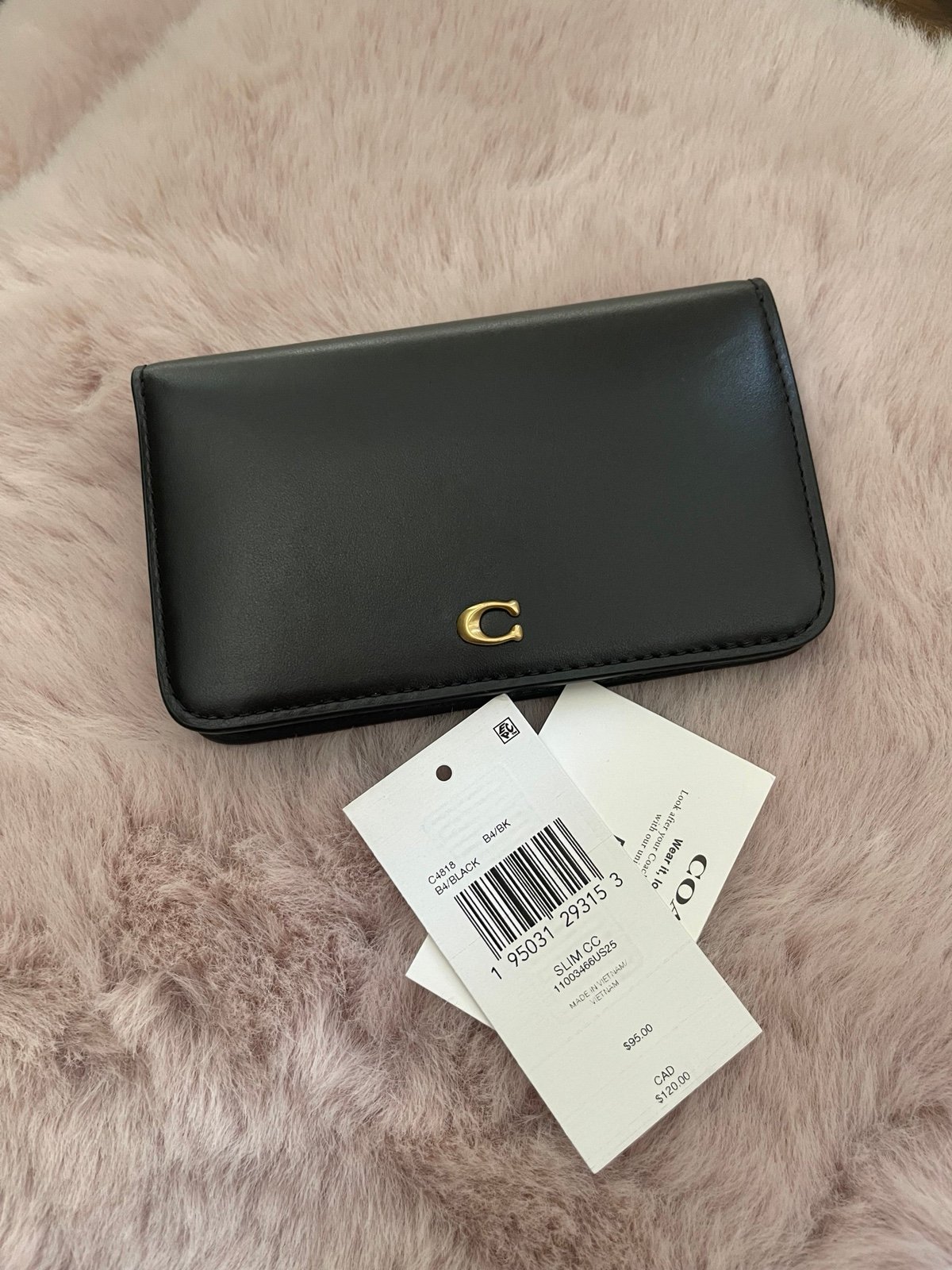 Coach slim card card case wallet Refined calf leather c4818 black