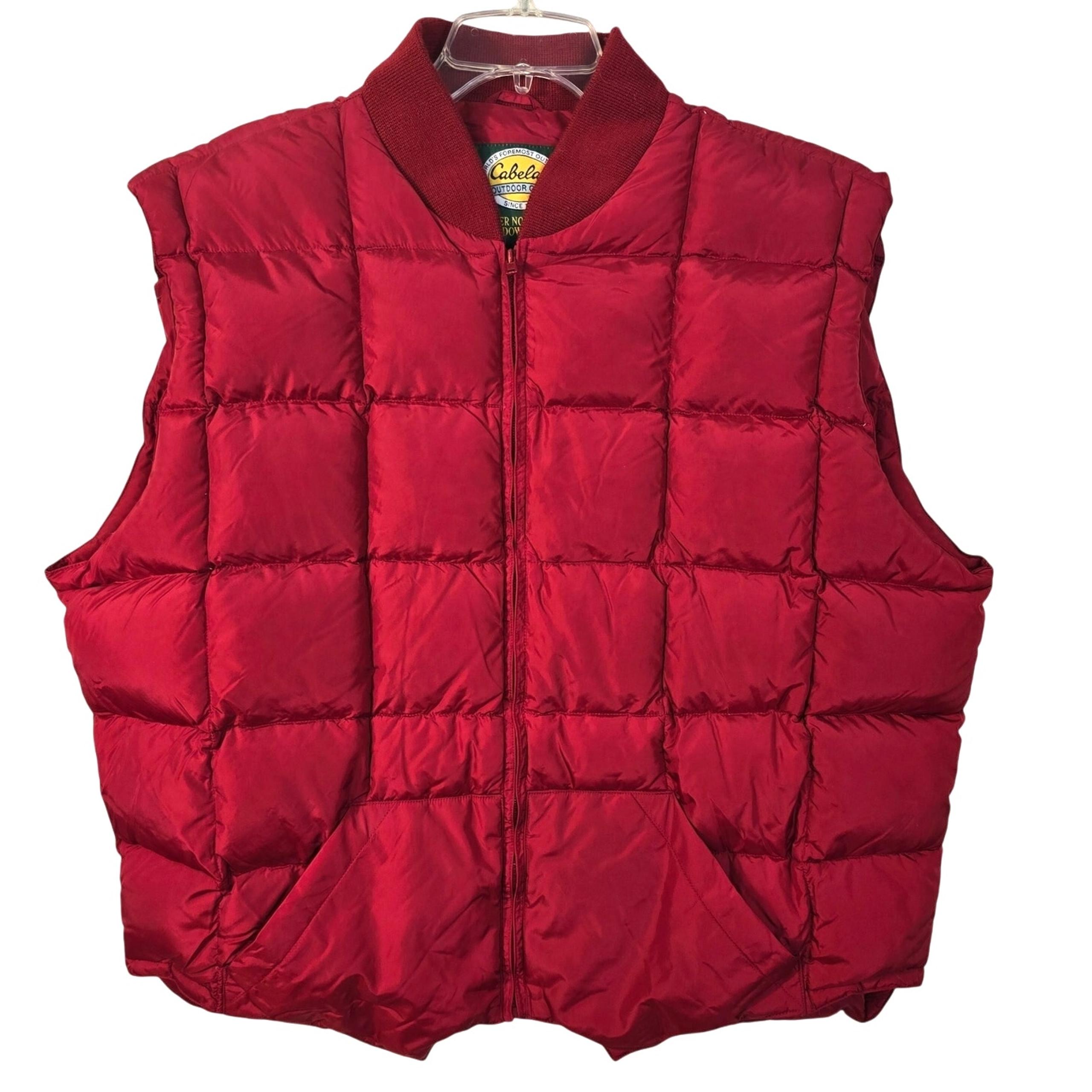 Cabela's Premier Northern Goose Down Vest Men's XLT Red Puffer Zip Up Outdoors