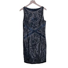 LAFAYETTE 148 black sleeveless beaded body con evening whimsigoth dress 10