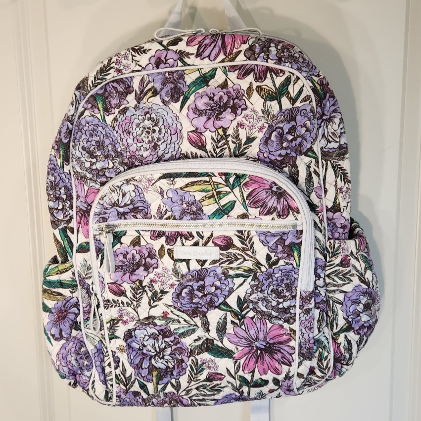 Vera Bradley Lavender Meadow Large Campus Backpack GUC