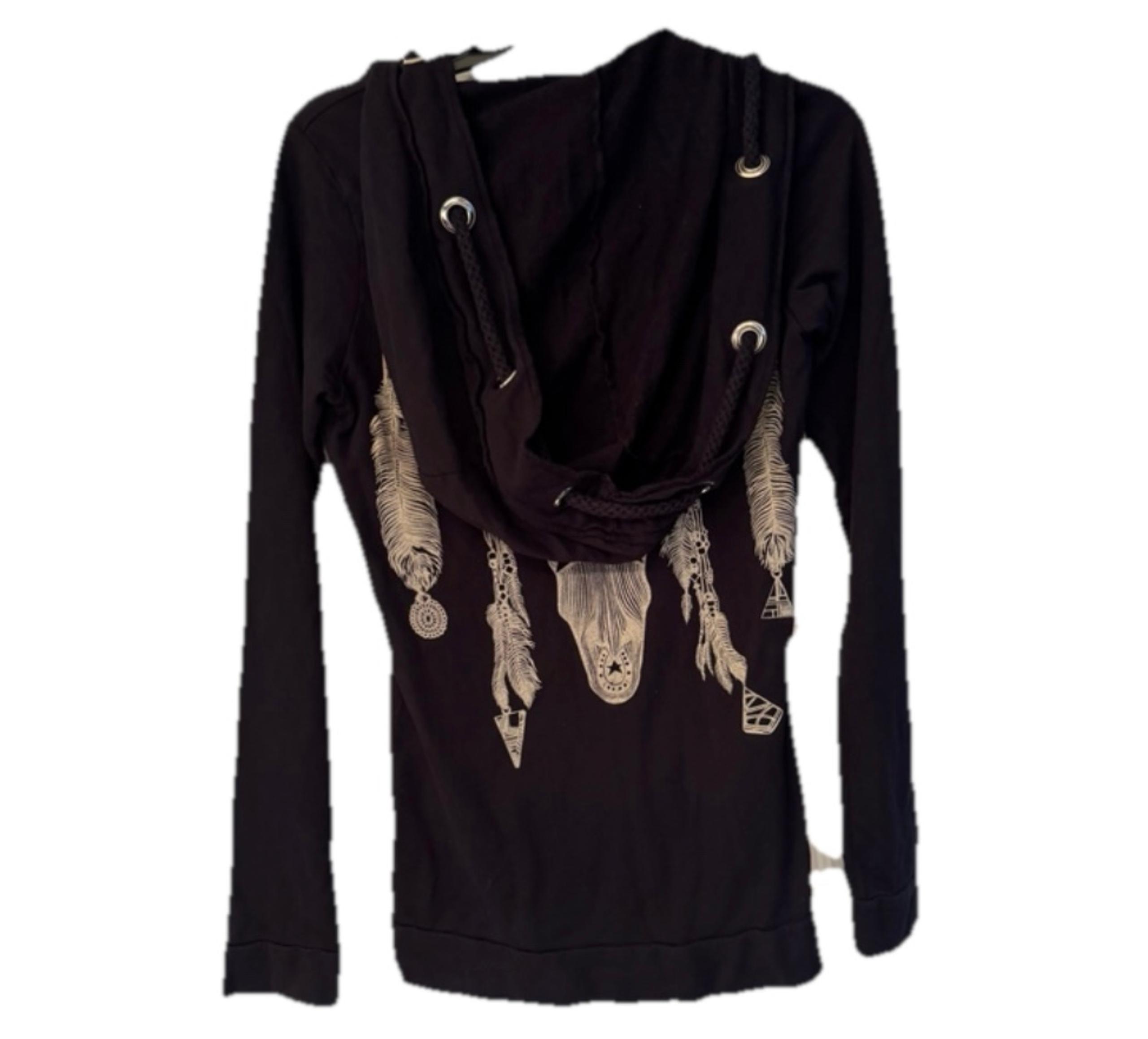 Lauren Moshi Bull Skull Mecklace Women’s Black Hoodie Size Small