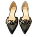 J. Crew Pointed-Toe Black Leather Knot Flats w/ Leopard Print Satin Bow Size 8.5