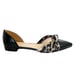 J. Crew Pointed-Toe Black Leather Knot Flats w/ Leopard Print Satin Bow Size 8.5