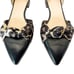 J. Crew Pointed-Toe Black Leather Knot Flats w/ Leopard Print Satin Bow Size 8.5