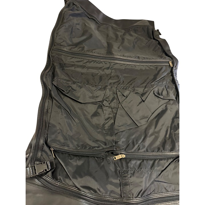 VTG Carlo Amboldi Leather Garment Bag Zippered Pockets Adjustable Strap travel