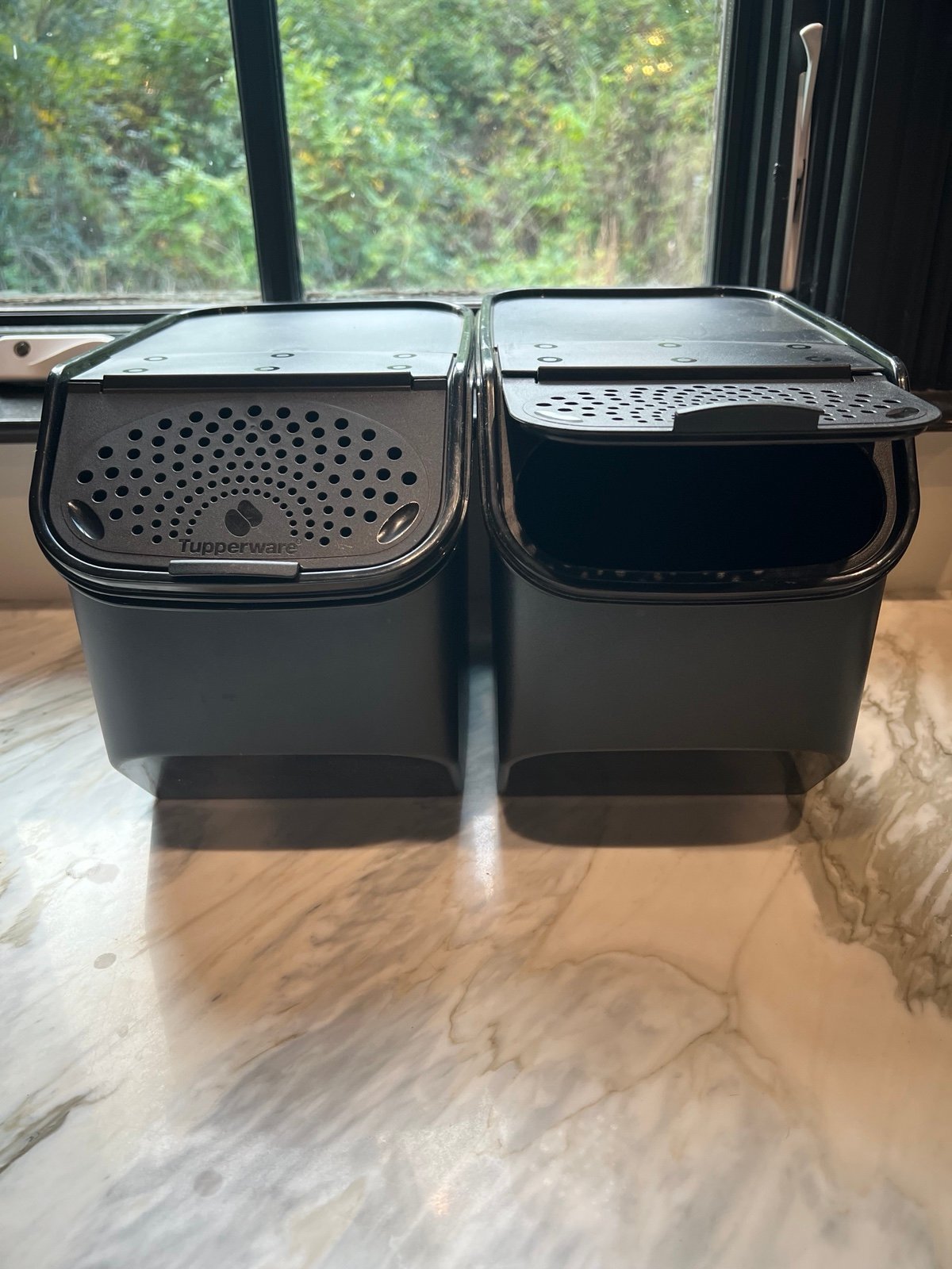 Tupperware Potato Onion Smart Stackable Storage Container Keeper SET Black 8.3L