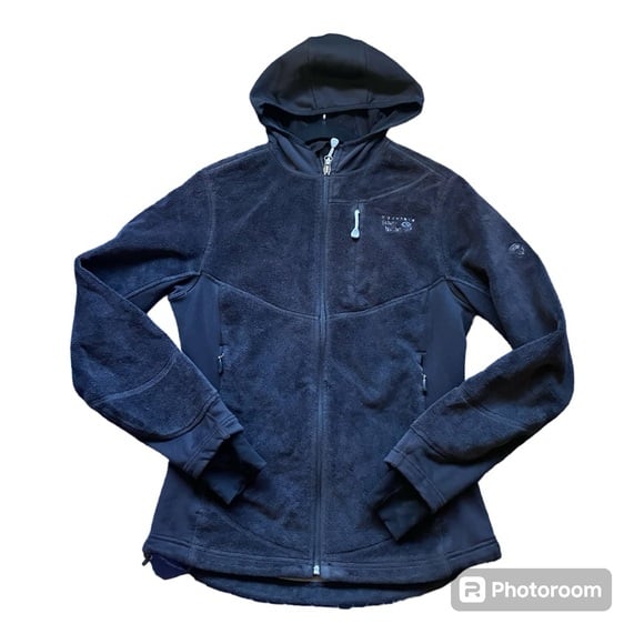 Mountain Hardwear Black Hooded Fleece Jacket S