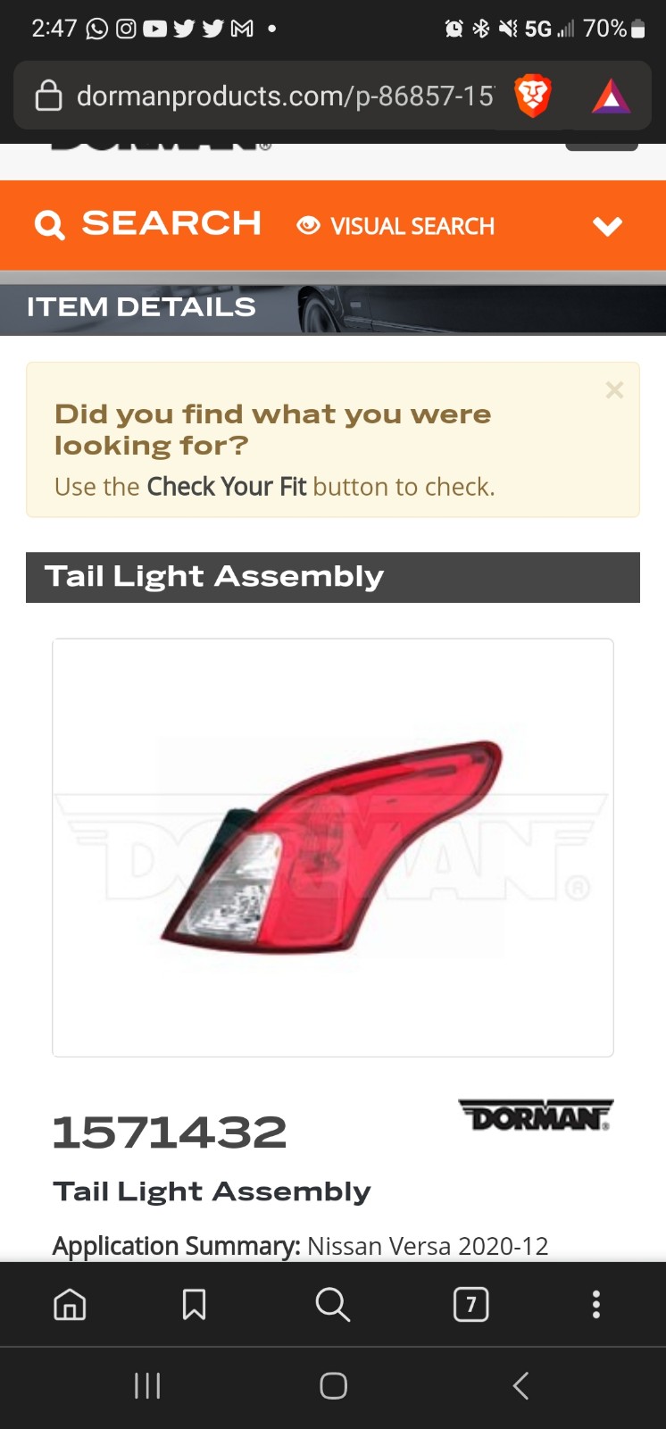 Tail light versa 12-22