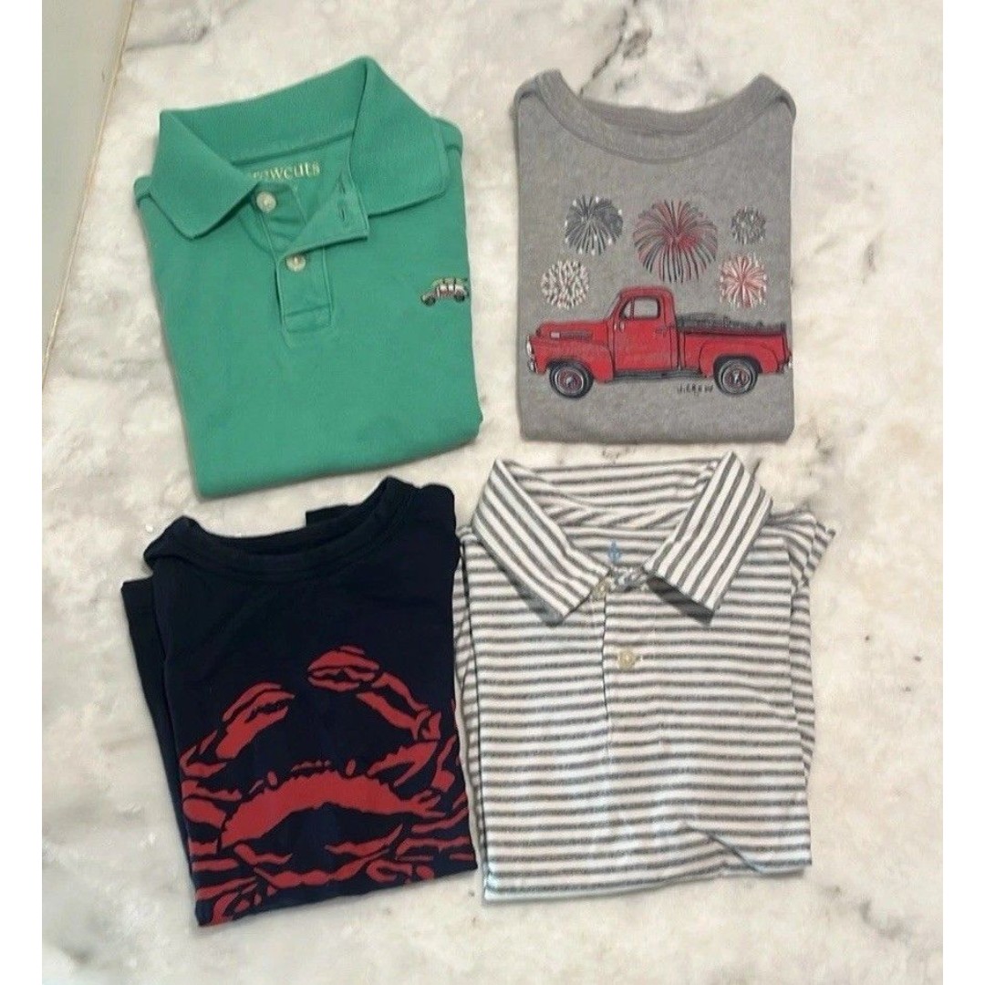 Boys Crewcuts Shirts Lot/4 Polo Tee Spring Summer XS 4-5 4th Beach Casual EUC