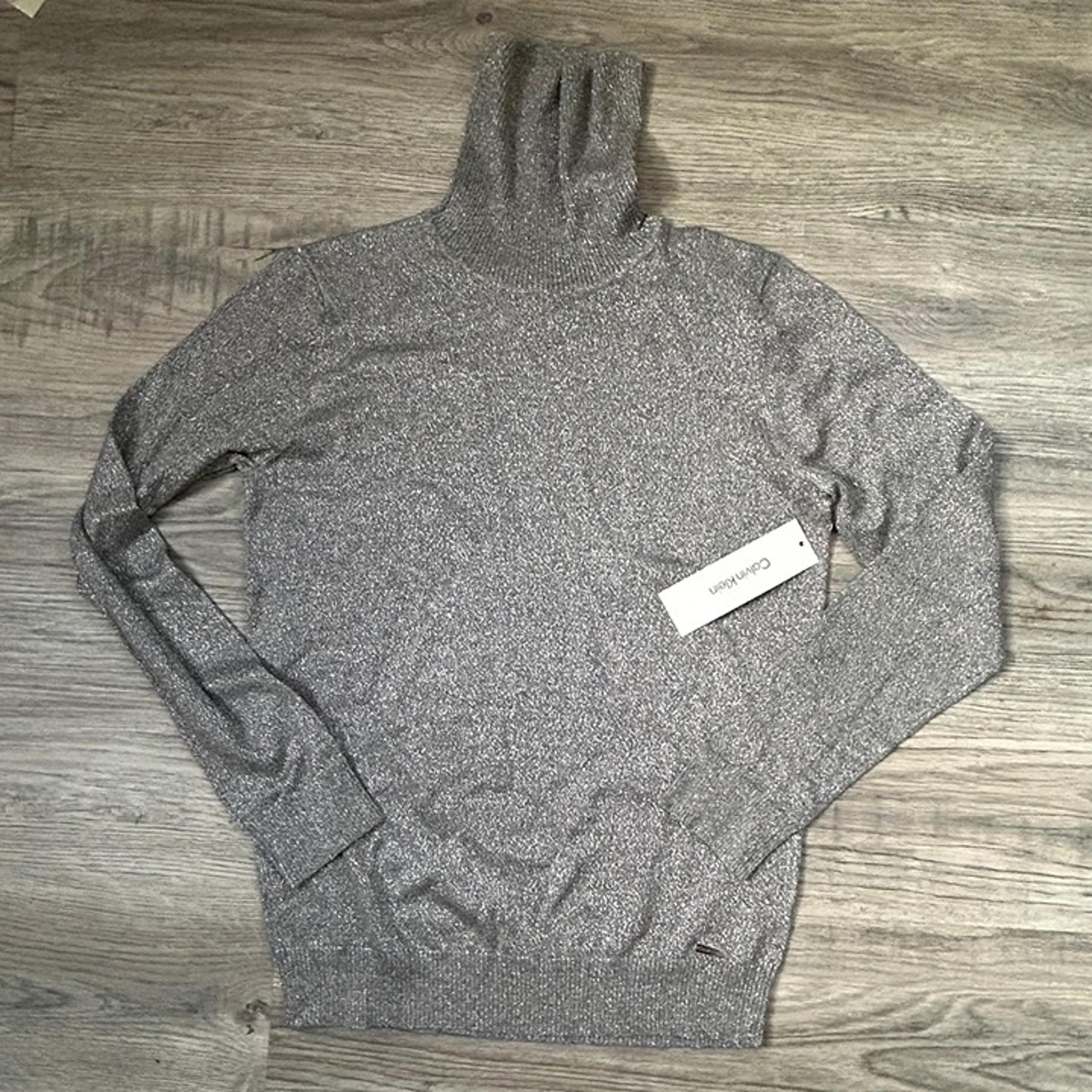 NWT Calvin Klein Silver Turtleneck Sz M