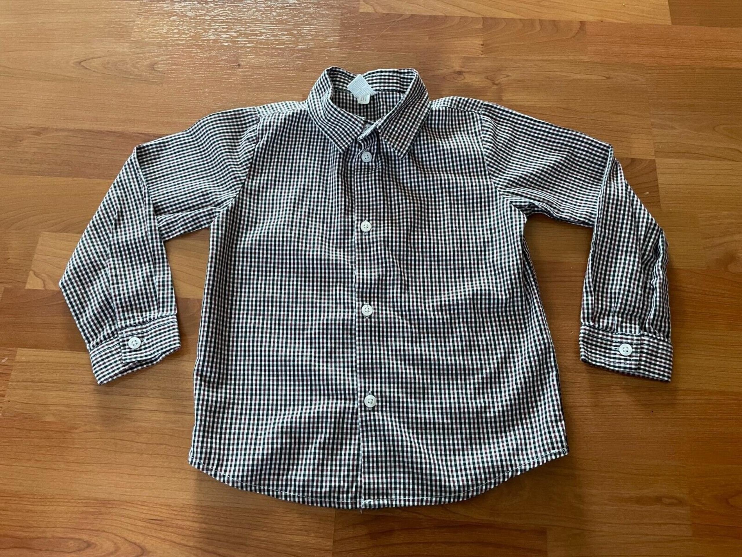 Boy's George button-down shirt size 5T brown black plaid long sleeves