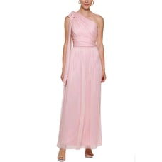 NWT DKNY Womens Pink Lined Sleeveless One shoulder Evening Gown Dress size 10