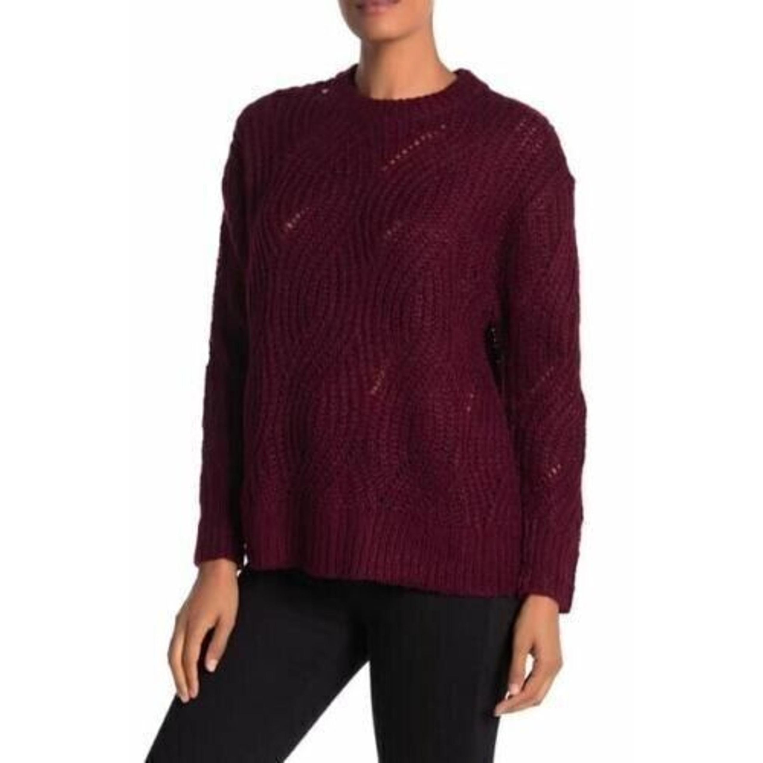RXB Women's Cable Knit Pullover Sweater In Zinfandel Small MSRP $68