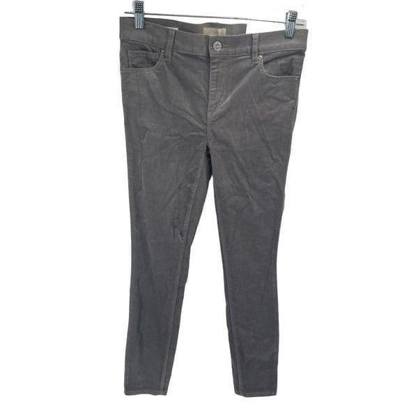 LOFT Women's Corduroy Pants Modern Skinny Fit Slim Leg Mid Rise Gray Size 2