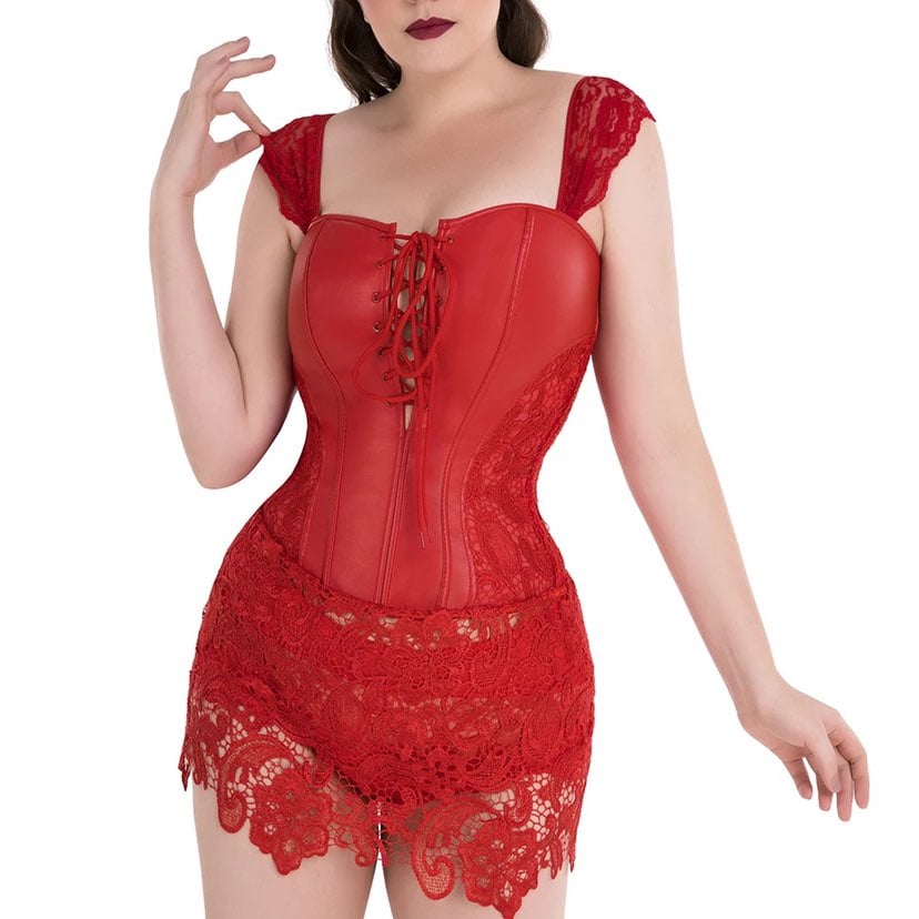 LACE UP BONED OVERBUST WAIST CINCHER BUSTIER CORSET DRESS