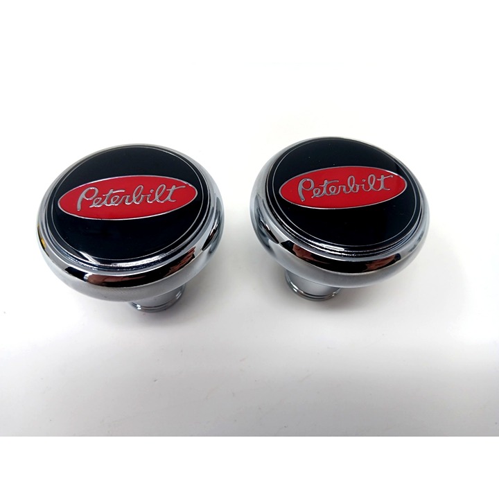 Peterbilt Air Valve Brake Knob Chrome Tractor Trailer black / red metal emblem