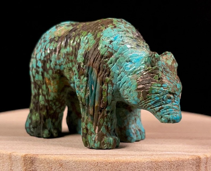 Chinese TURQUOISE Crystal Bear - Crystal Carving, Housewarming Gift, Home Decor,