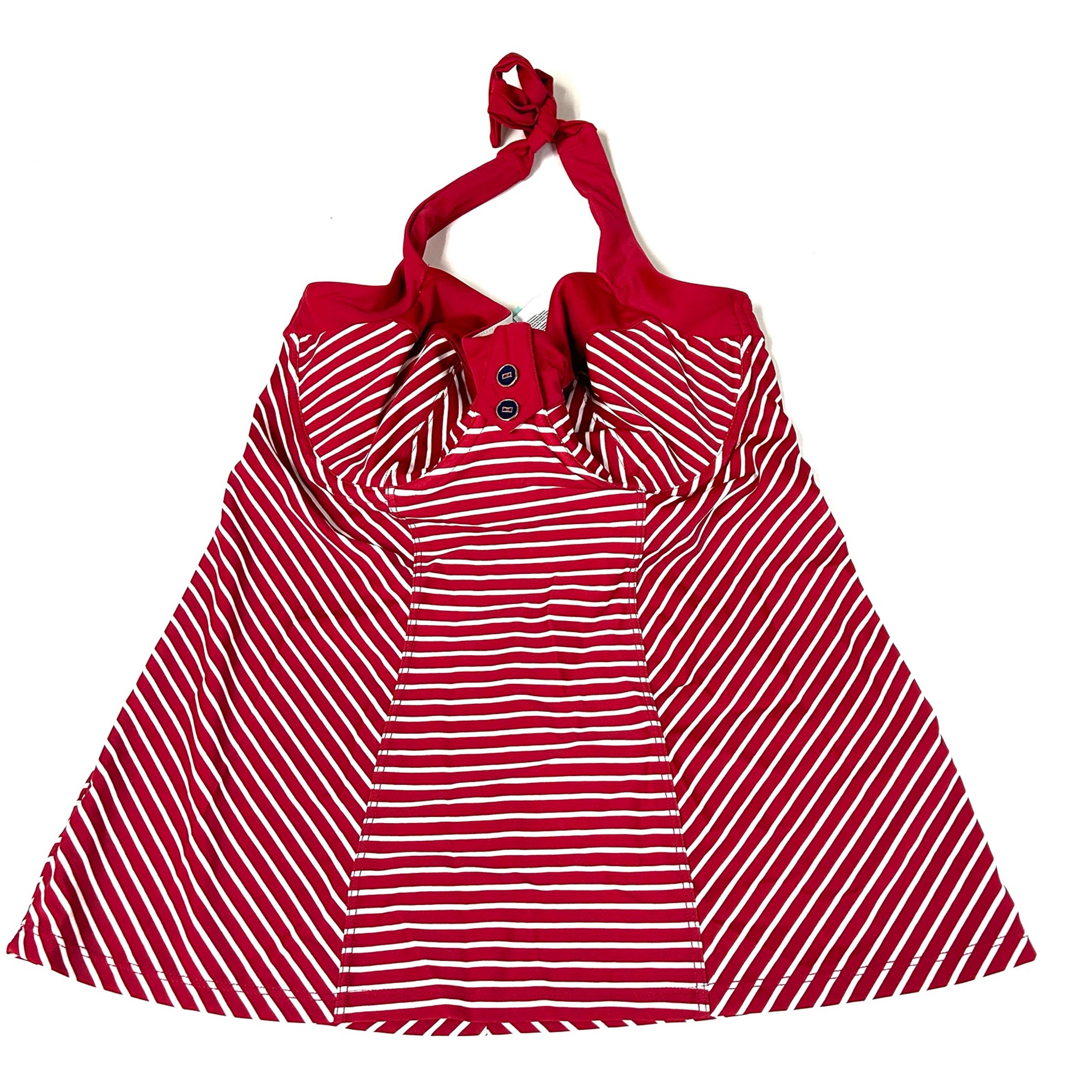 Panache Swim 30FF Tankini Top Britt Stripe Red White Halter SW0921 #2694